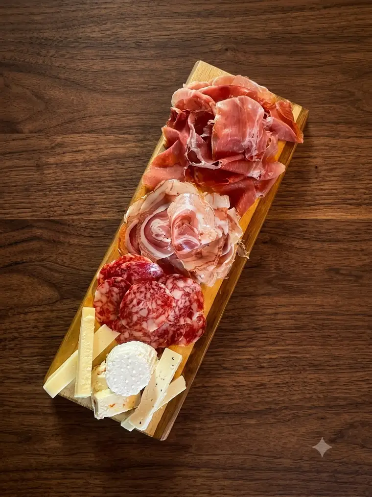 Tagliere di salumi e formaggi locali di Agri-K